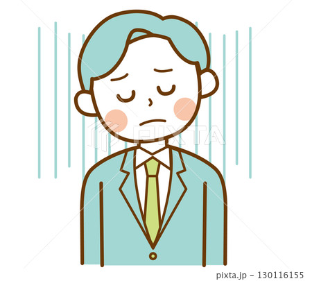 がっかりと落ち込んでいるスーツを着た男性のイラスト 130116155