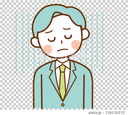 がっかりと落ち込んでいるスーツを着た男性のイラスト 130116155