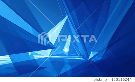 Abstract blue background with a 3D origami paper boat sailing on the water 130116244