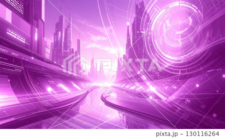 Abstract blue circuit board background with digital lines illustrating computer processor technology 130116264