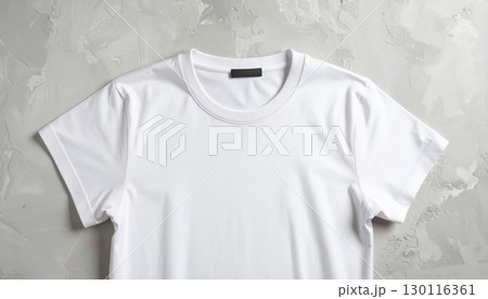 Blank white cotton T-shirt on a mannequin, a versatile clothing template for casual fashion designs 130116361