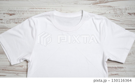 Blank white cotton T-shirt on a mannequin, a versatile clothing template for casual fashion designs 130116364