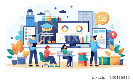 A premium graphic design training center concept offering small class sizes, personalized instruction, and access to high-end facilities and equipment, providing students with a high-quality, persona 130116410