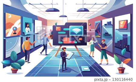 A technology-driven graphic art gallery concept utilizing digital platforms, virtual tours, online catalogs, and e-commerce capabilities, expanding reach and accessibility for art enthusiasts worldwi 130116440