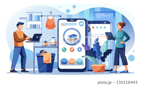 A tech-enabled mobile laundry service concept utilizing a user-friendly mobile app for booking, real-time tracking, and cashless payment options, offering customers a modern and efficient laundry exp 130116443