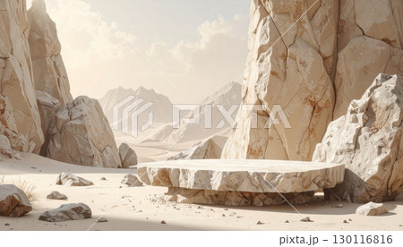 Ancient ice caves carved from mountain rock and stone with a winter landscape Ancient ice caves carved from mountain rock and stone with a winter landscape 130116816