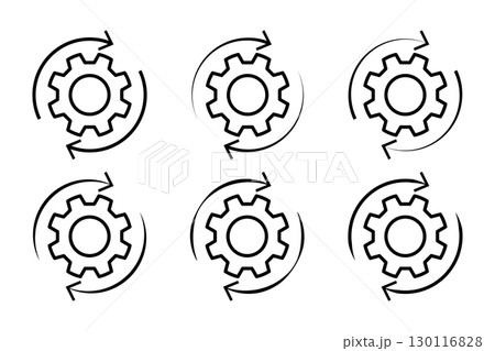Workflow process icons set vector illustration. Rotating gear icons. Workflow process icons set vector illustration. Rotating gear icons. 130116828