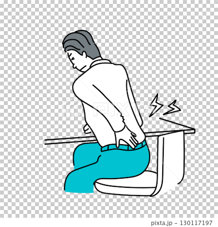 Stock Illustration: Vector illustration of a man suffering from back pain due to desk work 130117197