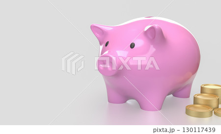 The Piggy Bank and coins  for saving or earn concept 3d Rendering. 130117439