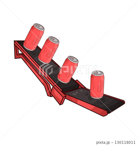 illustration of cans on conveyor illustration of cans on conveyor 130118011