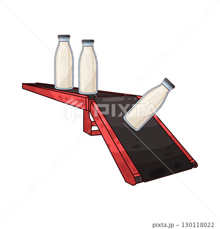 illustration of conveyor with milk bottles 130118022