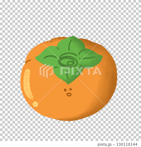 手描きのシンプルなかわいいニコニコ顔の柿のイラスト 130118144