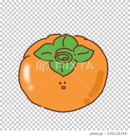 Hand-drawn cute smiling persimmon 130118148