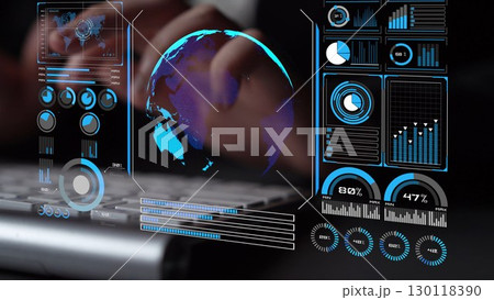 Global network connection interface show worldwide digital communication Thunk 130118390