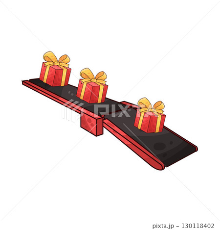 illustration of gift boxes on conveyor illustration of gift boxes on conveyor 130118402