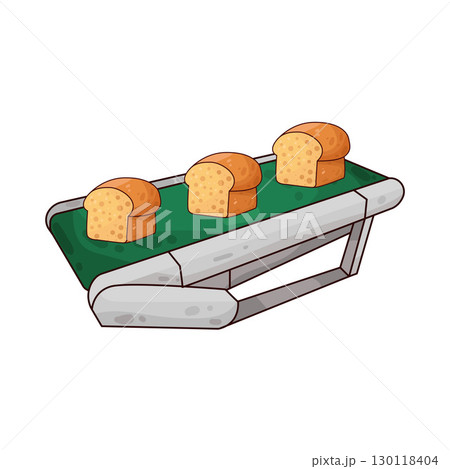 illustration of bread on the conveyor illustration of bread on the conveyor 130118404
