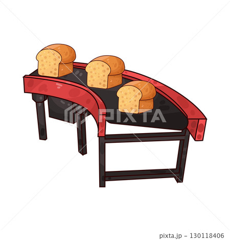 illustration of bread on the conveyor 130118406