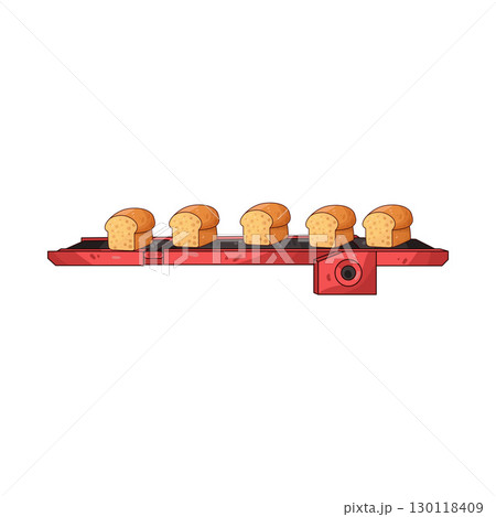 illustration of bread on the conveyor 130118409