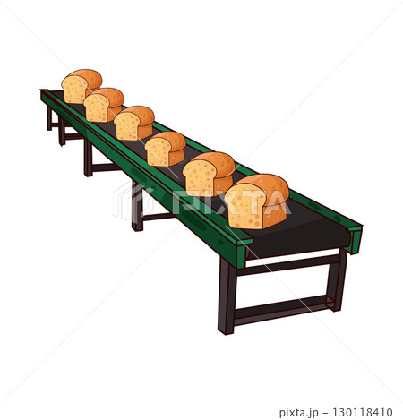 illustration of bread on the conveyor illustration of bread on the conveyor 130118410