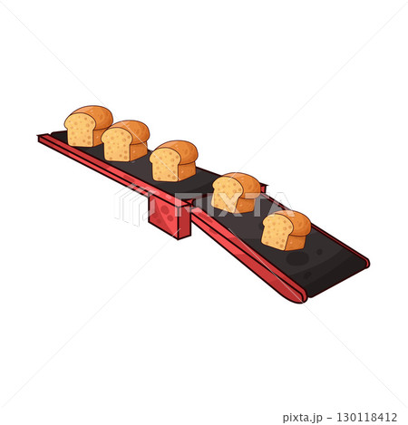 illustration of bread on the conveyor illustration of bread on the conveyor 130118412