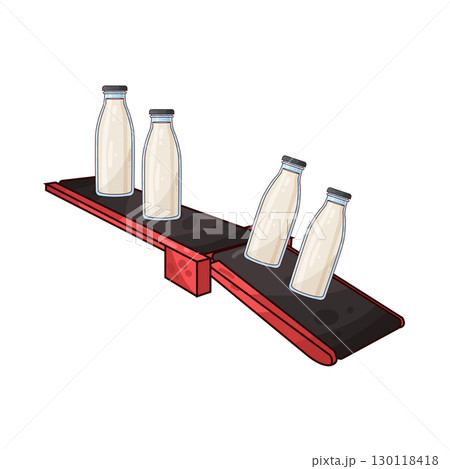 illustration of conveyor with milk bottles illustration of conveyor with milk bottles 130118418