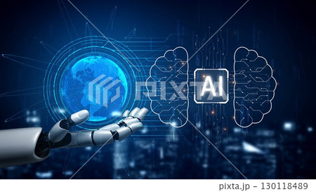AI Brain Processing Data with Generative Artificial Intelligence Concept Muxer 130118489
