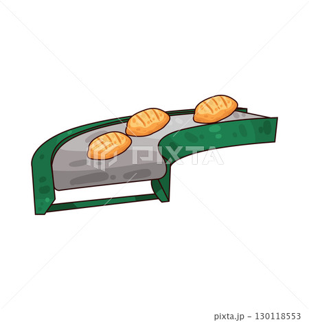 illustration of conveyor with breads illustration of conveyor with breads 130118553