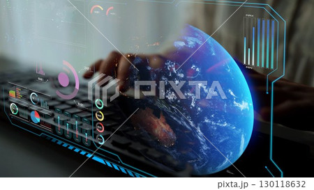 Global network connection interface show worldwide digital communication Thunk 130118632