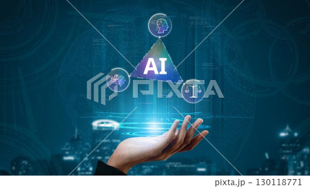 AI Brain Processing Data with Generative Artificial Intelligence Concept Muxer 130118771