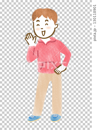 Hand-drawn illustration of a man cheering Hand-drawn illustration of a man cheering 130118901