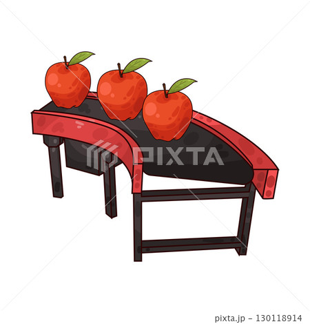 illustration of conveyor with apples 130118914