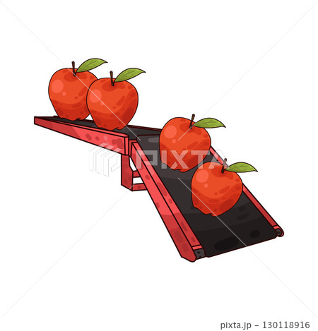 illustration of conveyor with apples illustration of conveyor with apples 130118916