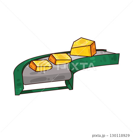 illustration of gold on conveyor 130118929
