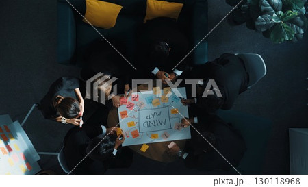 Group of business people brainstorm idea while writing mind map. Directorate. 130118968