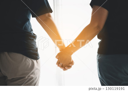Hope and trust with crisis concept. Closeup, love and holding hands for support, comfort and care with grief, loss and empathy. people and family with compassion, sympathy and healing with bonding. 130119191