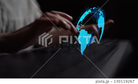 Global network connection visualization showing data exchange Thunk 130119267