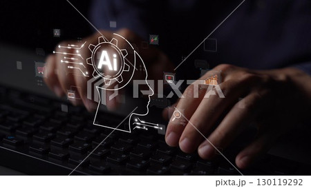 AI Brain Processing Data with Generative Artificial Intelligence Concept Muxer 130119292
