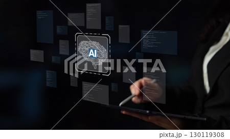 AI Brain Processing Data with Generative Artificial Intelligence Concept Muxer 130119308