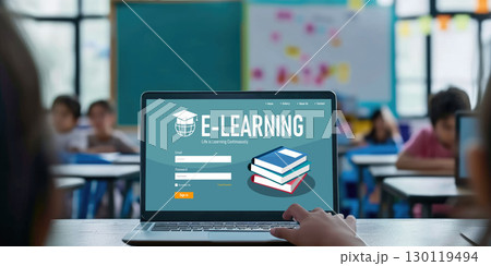 E-learning website with brisk sofware for student to study on the internet 130119494