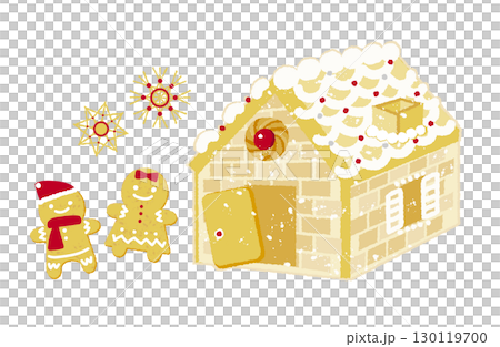 薑餅和薑餅屋的聖誕插圖 薑餅和薑餅屋的聖誕插圖 130119700