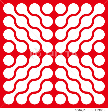 連なる円形のウェーブ 幾何学模様 背景素材 シンプルなパターン 赤 130119855
