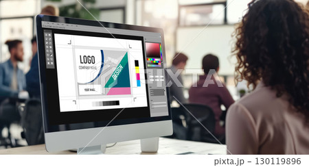 Graphic designer software for modern design of web page and commercial brisk ads 130119896