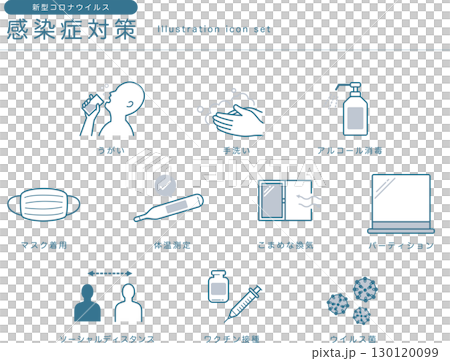 Coronavirus infection control icon set Coronavirus infection control icon set 130120099