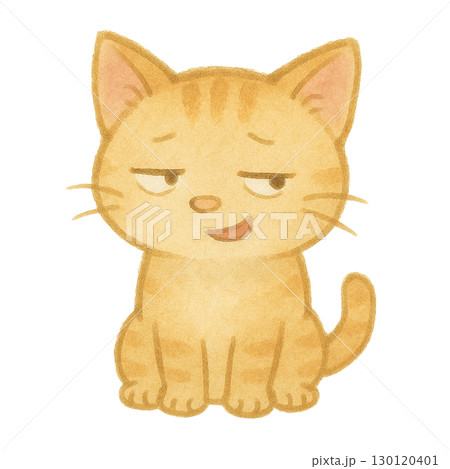 【喜怒哀楽】呆れて少し笑っている子猫のイラスト 130120401