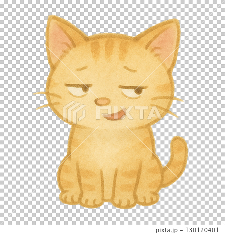 【喜怒哀楽】呆れて少し笑っている子猫のイラスト 130120401