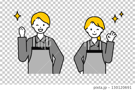 簡單的餐廳工作人員男女_快樂 130120691