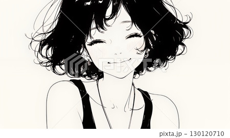 満面の笑みでYesと言っている若い女性（シンプルな色使い）