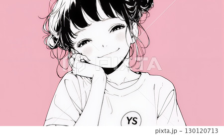 満面の笑みでYesと言っている若い女性（シンプルな色使い）