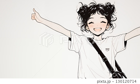満面の笑みでYesと言っている若い女性（シンプルな色使い）