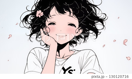満面の笑みでYesと言っている若い女性（シンプルな色使い）